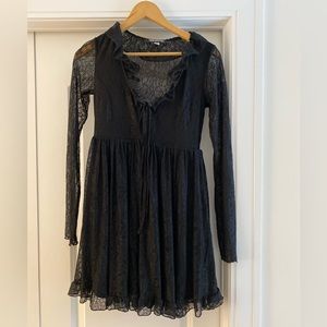 Urban Outfitters Black Lace Mini Dress “Janet” Size Small Long Sleeve